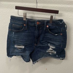 Destroyed dark cut off Jean shorts